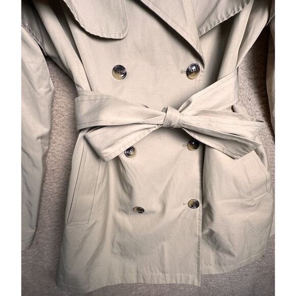 The Limited Y2K Beige Double Breasted Trench Coat Women's Sz L Rain flap Lined - Picture 11 of 16